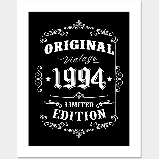 Born in 1994, 25th Birthday Retro Style Vintage Design Gift Wall Art by PugSwagClothing